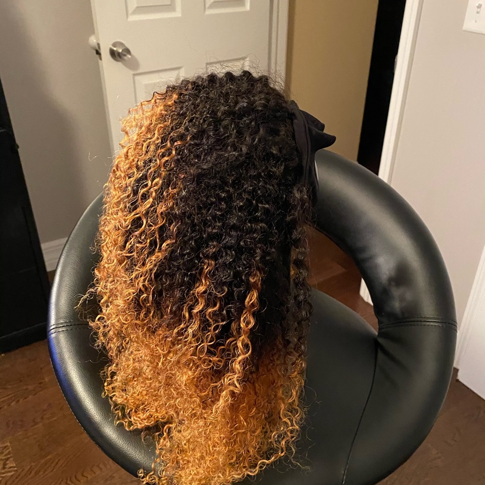 Ombré human hair headband curly wig